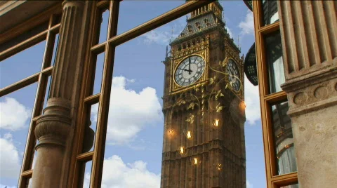 Big Ben Reflection WS Stock Footage 807993