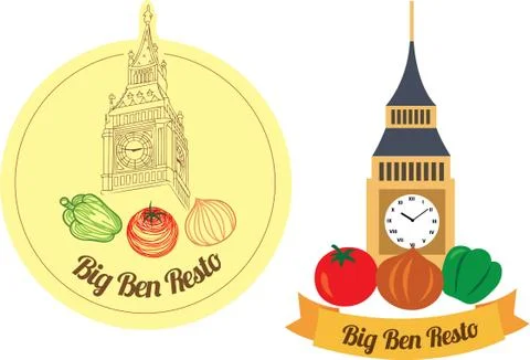Big Ben Resto Logo Elements Stock Illustration