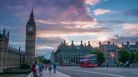 Big Ben Sunset TL RAW.mp4 Stock Footage 32054989