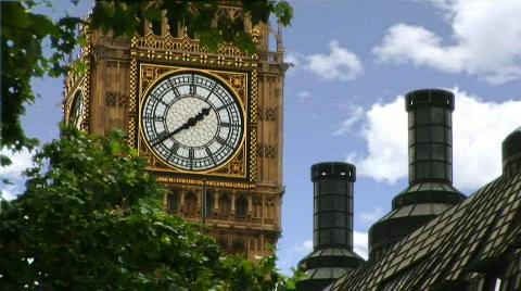 Big Ben through leaves Stock Footage 815280