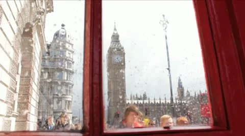 Big Ben Time Lapse through Telephone Booth Stock Footage 10919065
