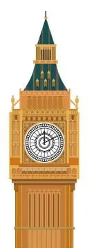Big ben tower clock landmark england monument city lodon illustration Stock Illustration