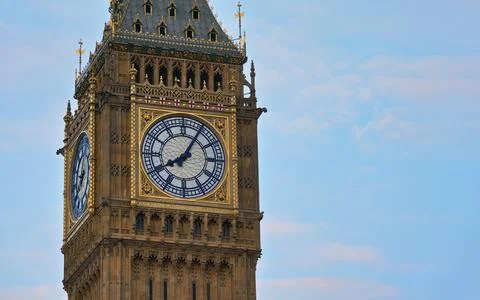 Big Ben tower clockface on Great Clock of Westminster parliament houses, cl.. Фото