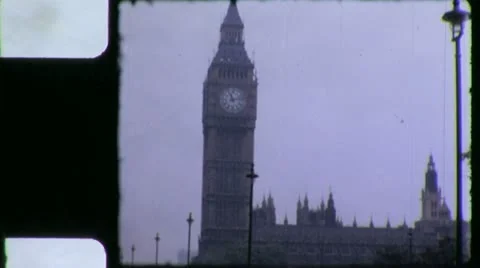 BIG BEN Tower LONDON Street Scene England UK 1970s Vintage Film 8mm Home Movie Stock Footage