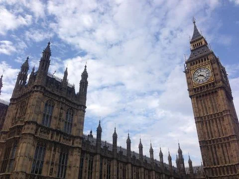 Big Ben under a cloudy sky Stock Photos