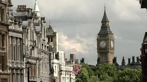BIG BEN WITH UNION JACK Stock Footage 10827750