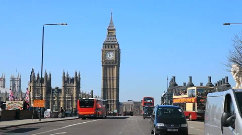 Big Ben &amp; Westminster Bridge Stock Footage 1182449