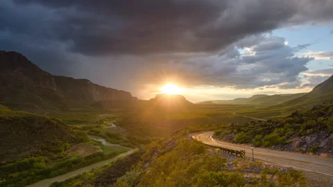 Big Bend Rainstorm Sunset Stock Footage 166488013