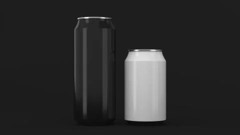Big black and small white soda cans mockup Stock Illustration