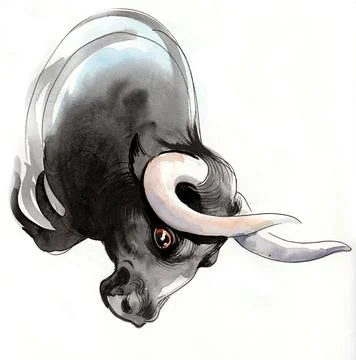Big black bull Stock Illustration