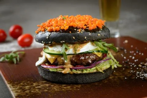 Big Black burger Stock Photos