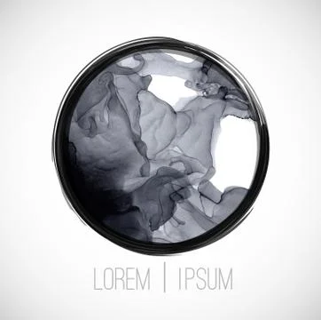 Big black circle on white background with place for your text. Illustrazione stock