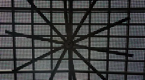 Big Black Dark Ceiling Fan Rotating Spinning Fast Video stock 34975137
