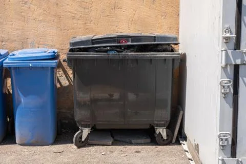 Big Black Garbage Container Stock Photos