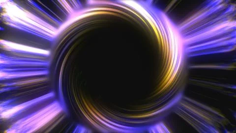 Big black hole in bright space, time warp, distortion of space, 3d rendering Stock Illustration