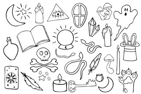 Big black magic vector icon set Stock Illustration