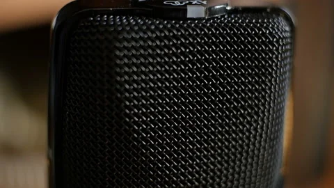 Big black microphone close-up Stock Footage 154252140