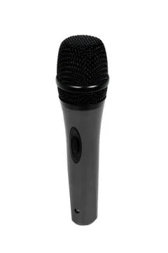 Big black microphone on a white background Stock Photos
