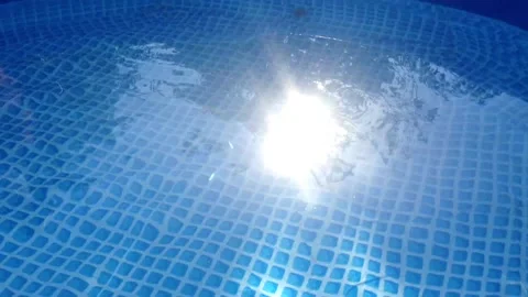 Big Black Natrix ringed water snake swims in Clear water of Blue Swimming Pool 2 Stock Footage 167967891