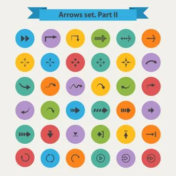 Big black set arrows  in flat style Stock Illustration