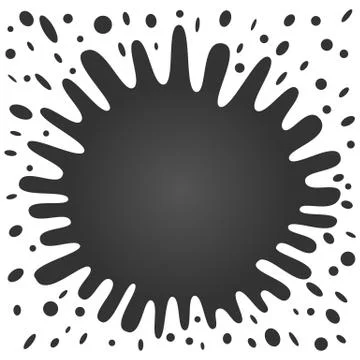 Big black splash with lots of small splashes on a white background 스톡 일러스트