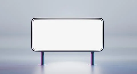 Big blank billboard display, front view. Mockup white LCD screen, digital Ilustración de archivo