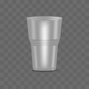 Big blank clear transparent disposable realistic 3d plastic cup with grooved. Stock Illustration