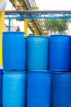 Big Blue Barrels Stock Photos