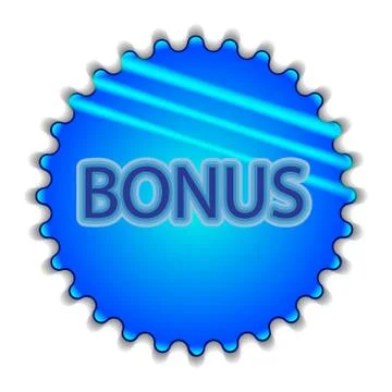 Big blue button labeled "Bonus" Illustrazione stock