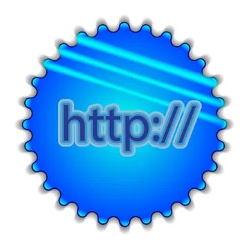 Big blue button labeled "http" 库存插图