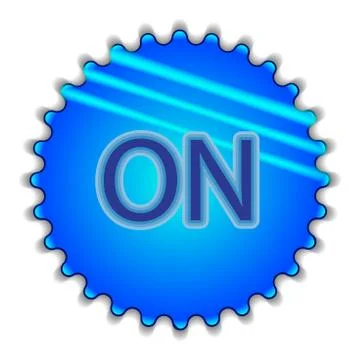 Big blue button labeled "ON" 스톡 일러스트