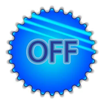 Big blue button labeled "OFF" Illustrazione stock