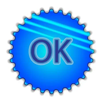 Big blue button labeled "OK" Stock Illustration