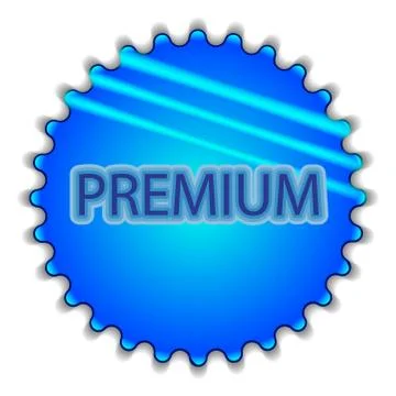 Big blue button labeled "Premium" Stock Illustration