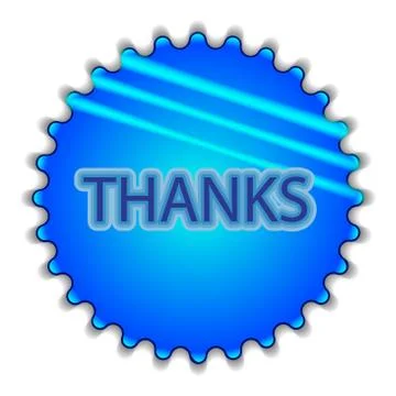 Big blue button labeled "THANKS" Illustrazione stock