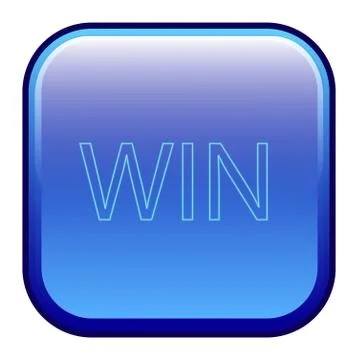 Big blue button labeled "win" Stock Illustration