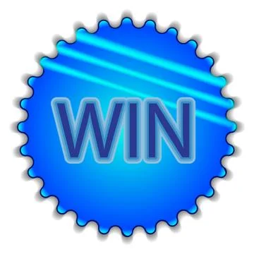 Big blue button labeled "Win" Illustrazione stock