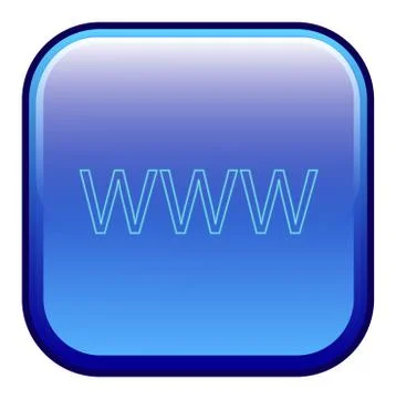 Big blue button labeled "www" Stock Illustration