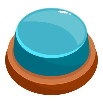 Big blue glossy button sitting on a wooden base Stockillustratie