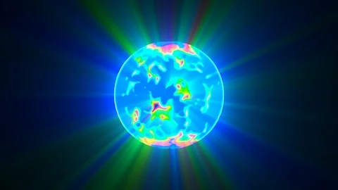 Big Blue Glowing Rays Ball Multicolored Abstract Motion Background Loop Stock Footage 101724073