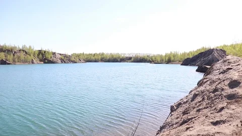 Big blue lake and cloudy sky Stock Footage 117431007
