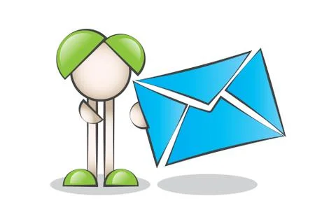 Big Blue Mail (e-mail) and Cartoon Characters Stock Illustration