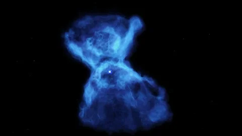 Big blue nebula in outer space. 4K. Stock Footage 310613019