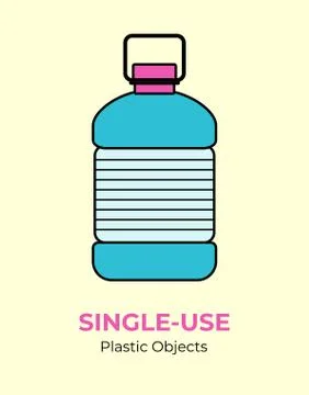 Big blue plastic bottle. Vector illustration of single-use recycling plastic  Stock Illustration