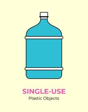 Big blue plastic bottle. Vector illustration of single-use recycling plastic  Stock Illustration