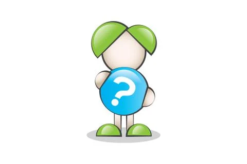 Big Blue Question Mark and thinking Cartoon Character Stock Illustration