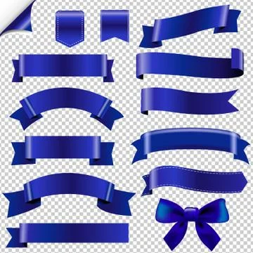 Big Blue Ribbons Set Stock Illustration