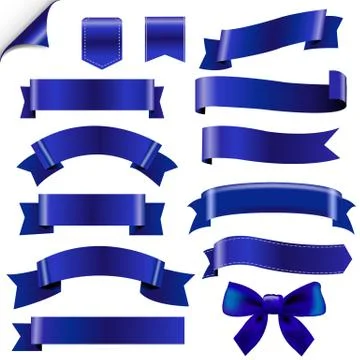 Big Blue Ribbons Set Stock Illustration