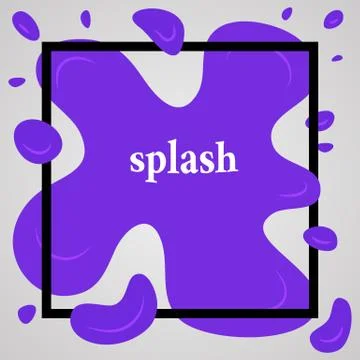 Big blue splash with lots of small splashes in black frame Illustrazione stock