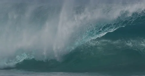 Big blue tropical ocean wave in Hawaii high surf Video stock 167446530